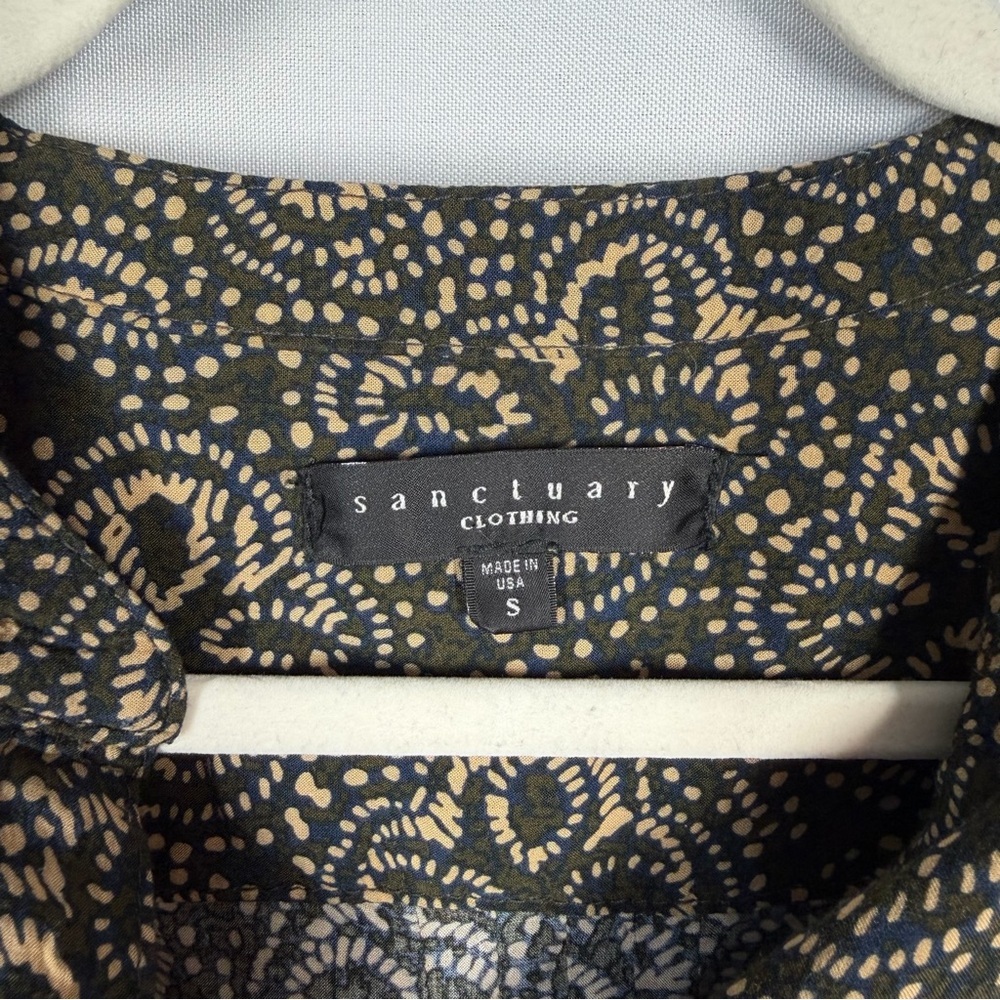 Sanctuary | Tunic Top Cinched Waist Belt Printed Button Down Women's Size Small - Picture 6 of 10